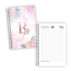 Agenda 100% Personalizada Capa Dura Miolo Off Set 15,5x21,5cm Colorido Laminação Padrão Espiral Cristal 190 Folhas