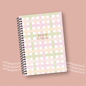 Agenda Forte e Corajosa - Xadrez Miolo Off Set 15x21cm Impressão Colorida Capa Dura Laminada Fechamento em Espiral 1 Dia por Página: 410 páginas | 2 Dias por Página: 230 páginas