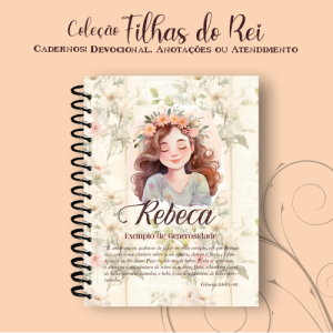 Caderno Rebeca - Coleção Filhas do Rei Capa Dura 15x21cm Miolo Colorido Laminação Fechamento em Espiral 96 Folhas (192 Páginas)