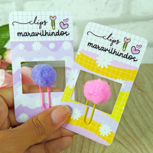 Clips Pompom Card Glossy 180g 5x9cm Impressão Colorida   Após finalizar pedido, terá o campo briefing para enviar informações caso queira arte personalizada