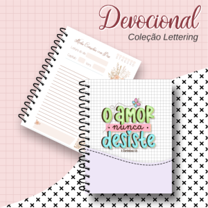 Devocional - O amor nunca desiste Capa Dura Miolo Off Set 75g 15,5x21,5cm Colorido Laminação Padrão Espiral Cristal 100 Folhas (200 páginas)