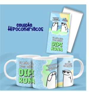 Kit Caneca + Bloco Hipocondríacos Bloco Capa dura - Caneca Cerâmica  Estampa Colorida   