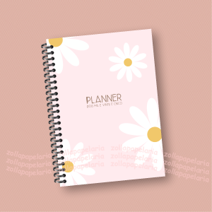 Planner Aurora Miolo Off Set 75g 15x21cm Impressão Colorida Capa Dura Laminada Fechamento em Espiral 222 páginas